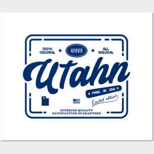 Original Utahn Cool Vintage Dark Stamp Label Print Utah Resident Gift Posters and Art